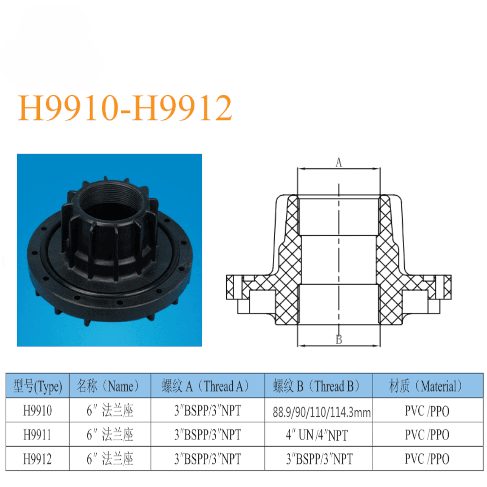Mặt bích 6inch ra ren 90 – H9912